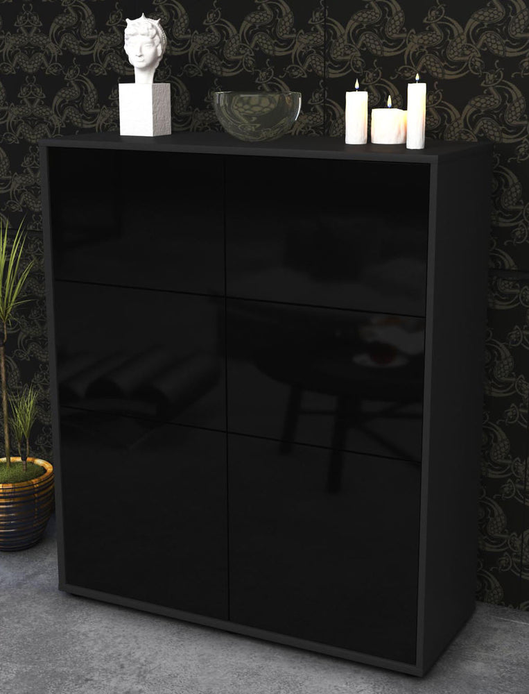 Highboard Julietta, Schwarz Seite (92x108x35cm) - Dekati GmbH