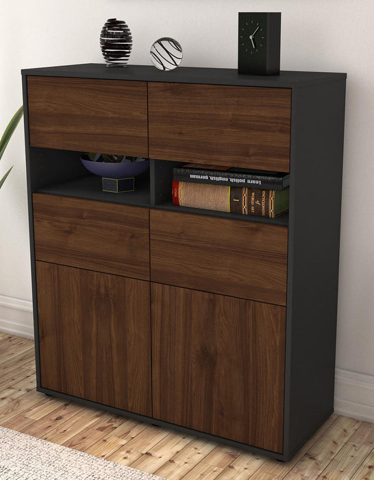 Highboard Karlotta, Walnuss Seite (92x108x35cm) - Dekati GmbH