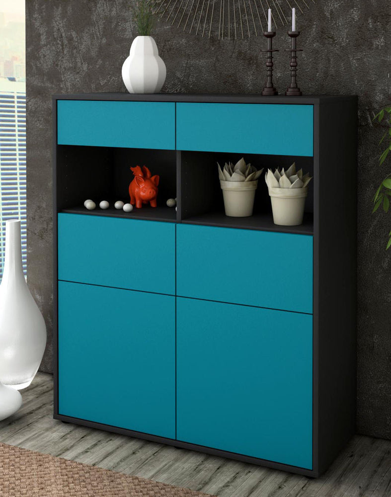 Highboard Karolin, Türkis Seite (92x108x35cm) - Dekati GmbH