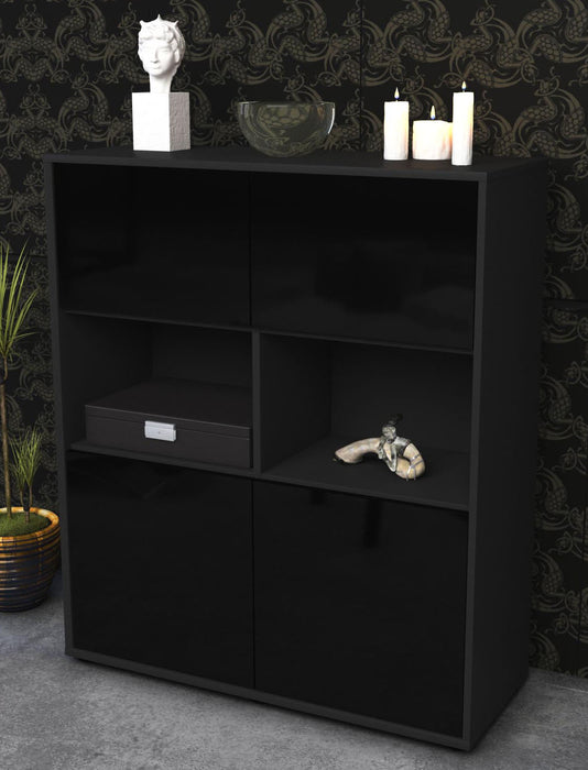 Highboard Katyna, Schwarz Seite (92x108x35cm) - Dekati GmbH