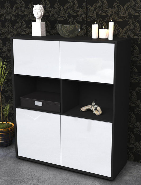 Highboard Katyna, Weiß Seite (92x108x35cm) - Dekati GmbH