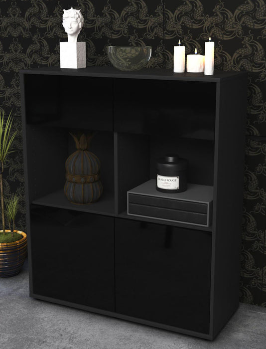 Highboard Ketty, Schwarz Seite (92x108x35cm) - Dekati GmbH