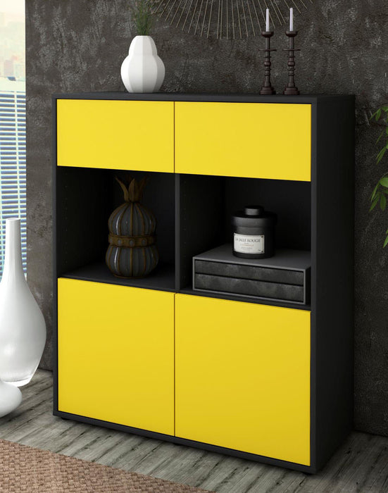 Highboard Ketty, Gelb Seite (92x108x35cm) - Dekati GmbH