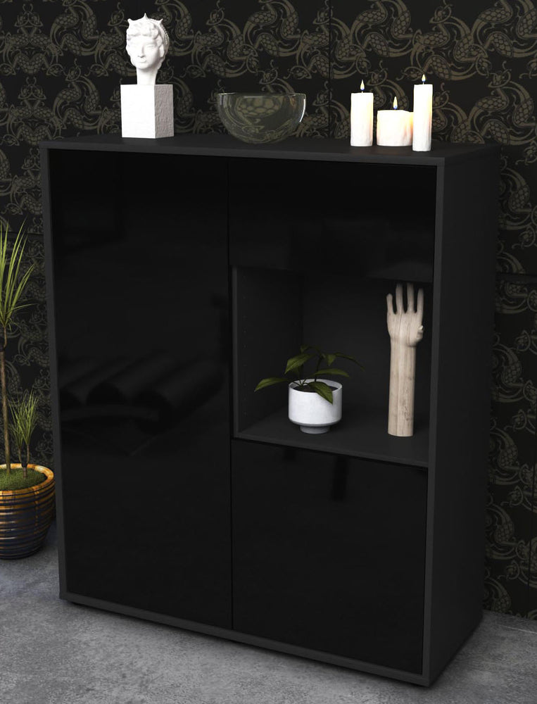 Highboard Larina, Schwarz Seite (92x108x35cm) - Dekati GmbH