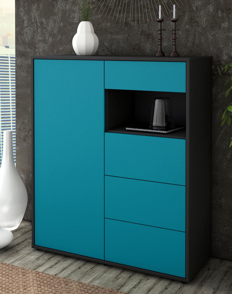 Highboard Lavinia, Türkis Seite (92x108x35cm) - Dekati GmbH