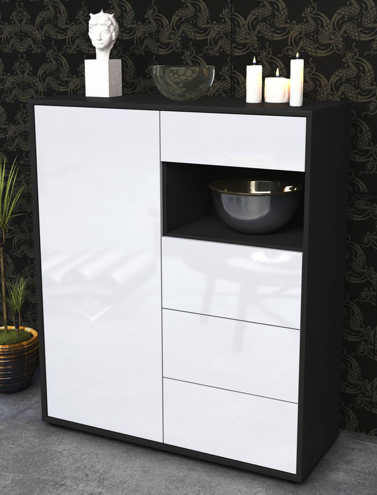 Highboard Lea, Weiß Seite (92x108x35cm) - Dekati GmbH