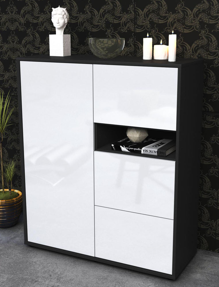 Highboard Leana, Weiß Seite (92x108x35cm) - Dekati GmbH