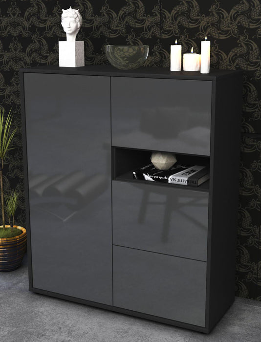 Highboard Leana, Grau Seite (92x108x35cm) - Dekati GmbH