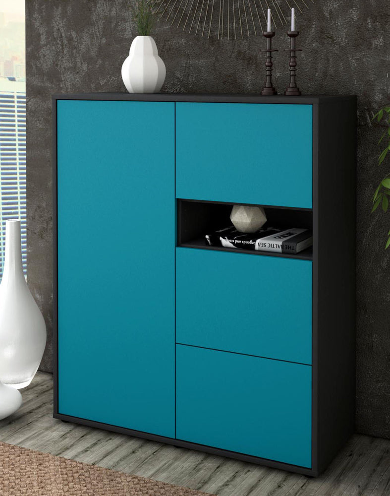 Highboard Leana, Türkis Seite (92x108x35cm) - Dekati GmbH