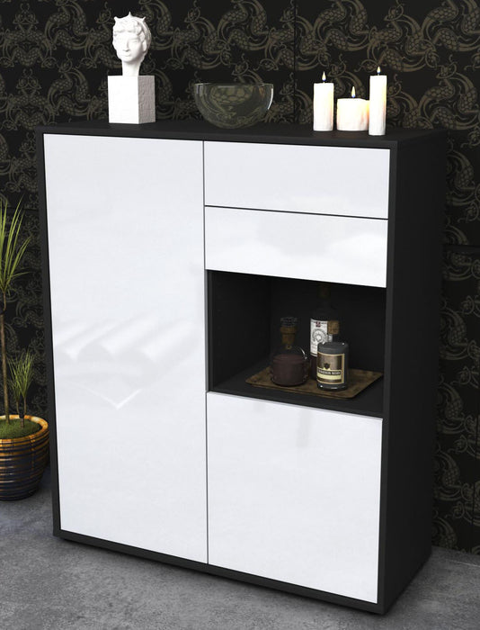 Highboard Leona, Weiß Seite (92x108x35cm) - Dekati GmbH