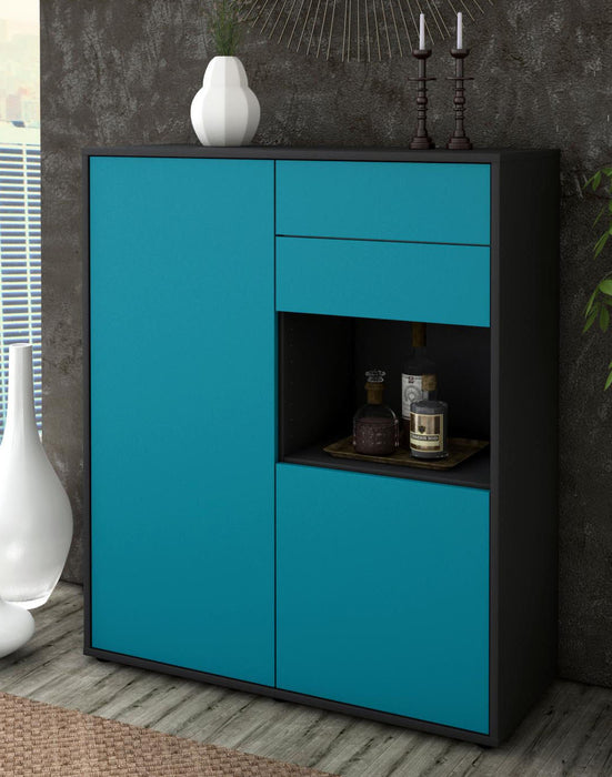 Highboard Leona, Türkis Seite (92x108x35cm) - Dekati GmbH