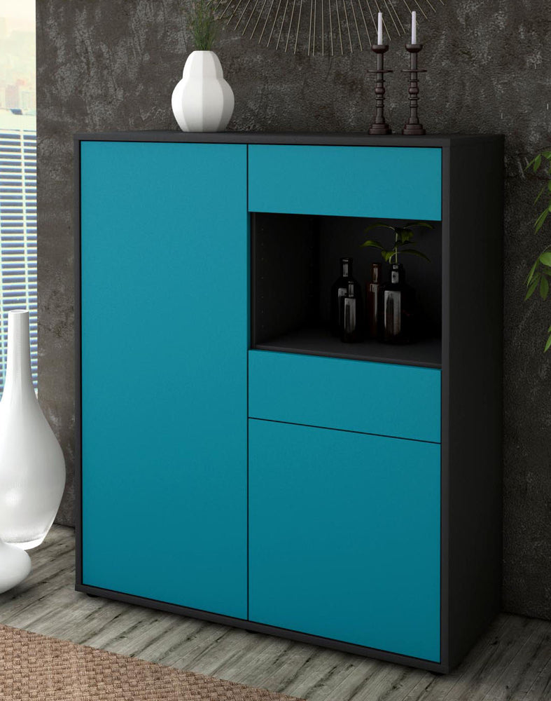 Highboard Leoni, Türkis Seite (92x108x35cm) - Dekati GmbH