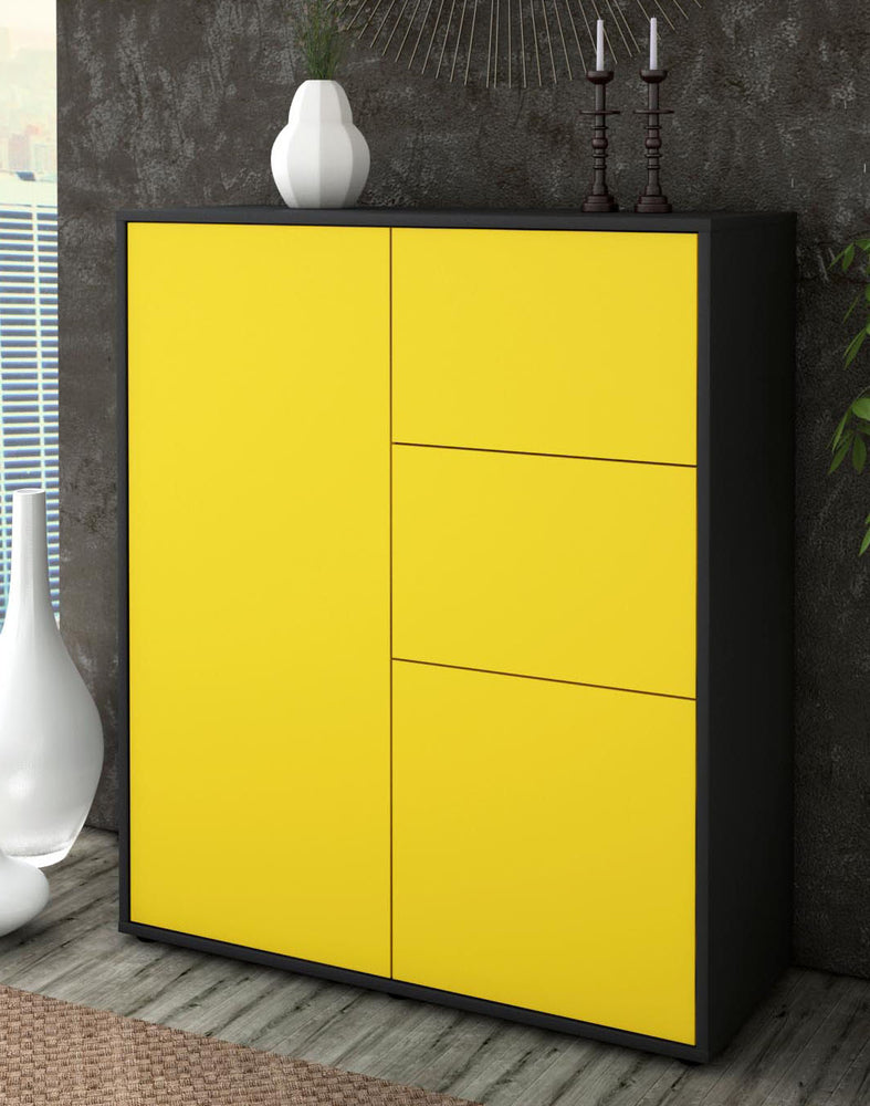 Highboard Letizia, Gelb Seite (92x108x35cm) - Dekati GmbH