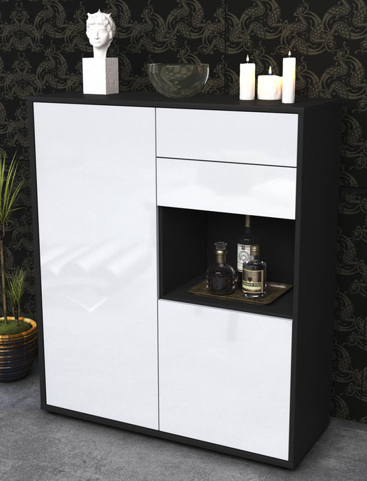 Highboard Lilia, Weiß Seite (92x108x35cm) - Dekati GmbH