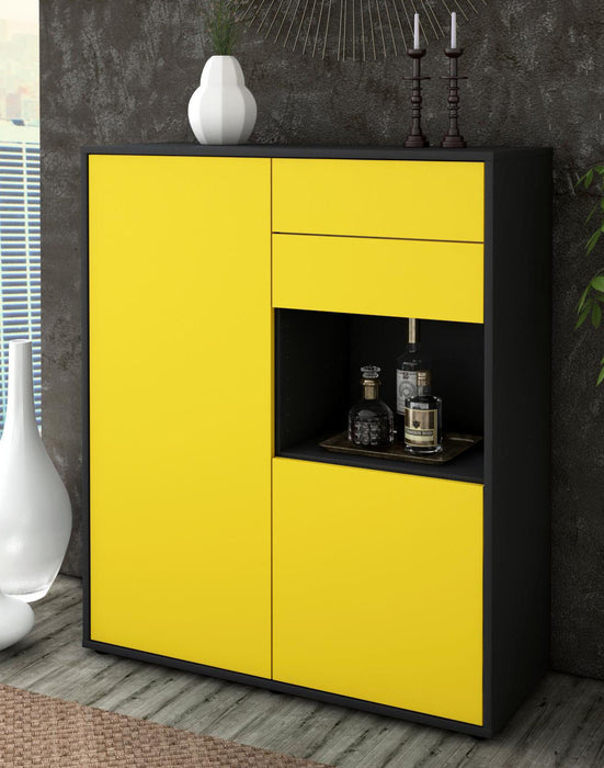 Highboard Lilia, Gelb Seite (92x108x35cm) - Dekati GmbH