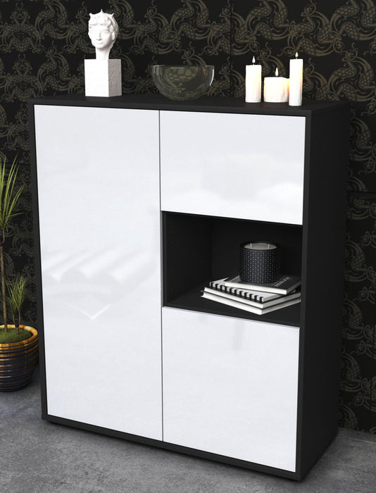 Highboard Liridona, Weiß Seite (92x108x35cm) - Dekati GmbH