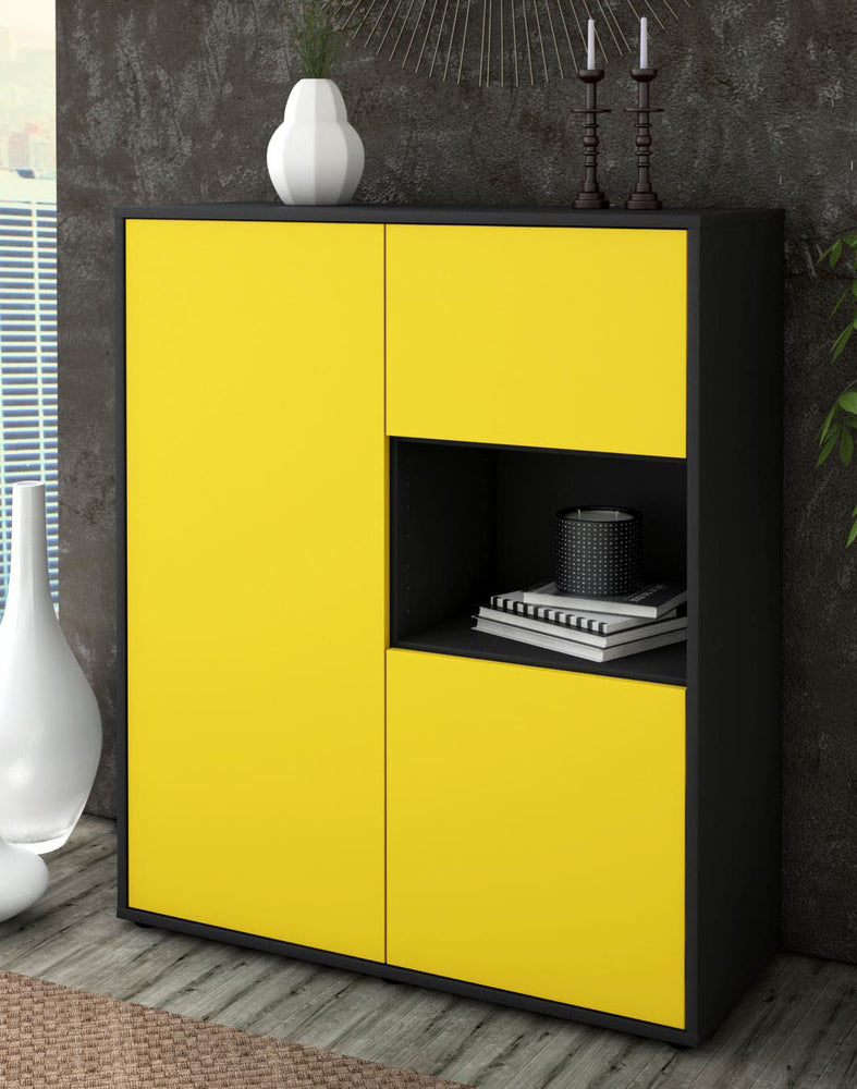 Highboard Liridona, Gelb Seite (92x108x35cm) - Dekati GmbH