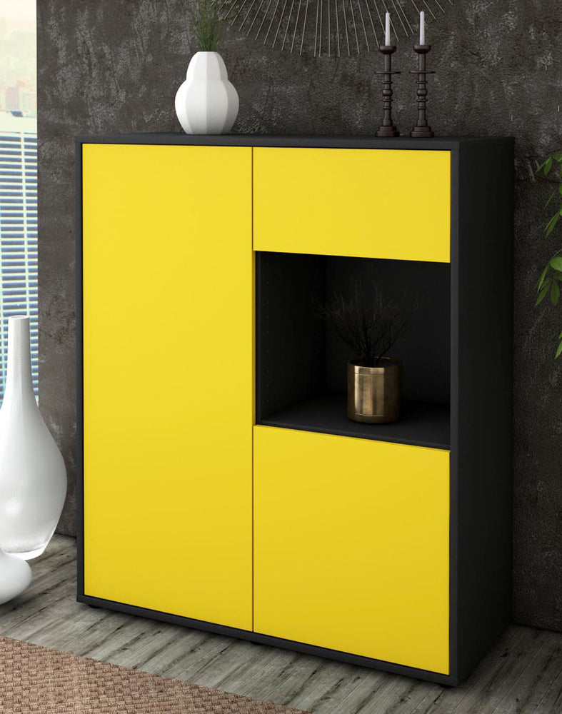 Highboard Lisa, Gelb Seite (92x108x35cm) - Dekati GmbH