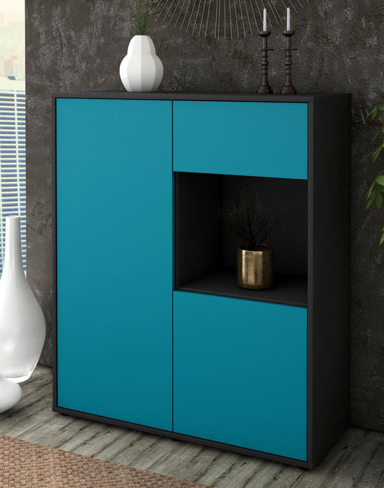 Highboard Lisa, Türkis Seite (92x108x35cm) - Dekati GmbH