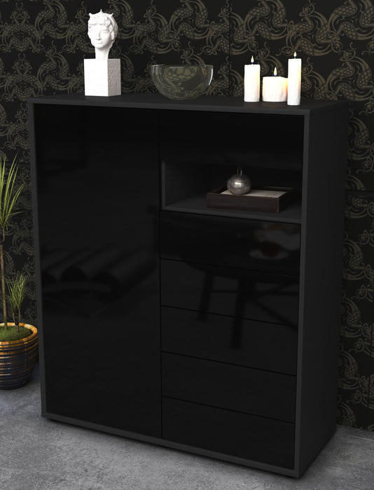 Highboard Lola, Schwarz Seite (92x108x35cm) - Dekati GmbH