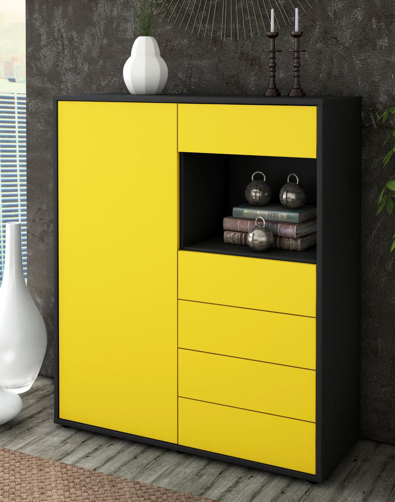 Highboard Loredana, Gelb Seite (92x108x35cm) - Dekati GmbH