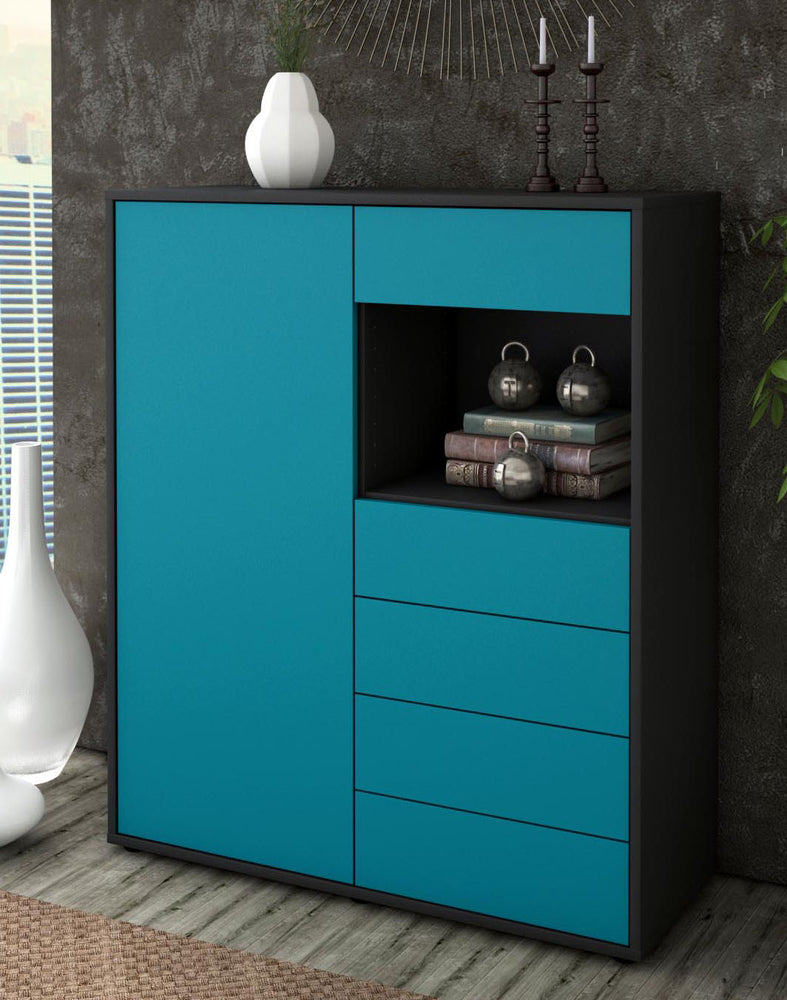 Highboard Loredana, Türkis Seite (92x108x35cm) - Dekati GmbH