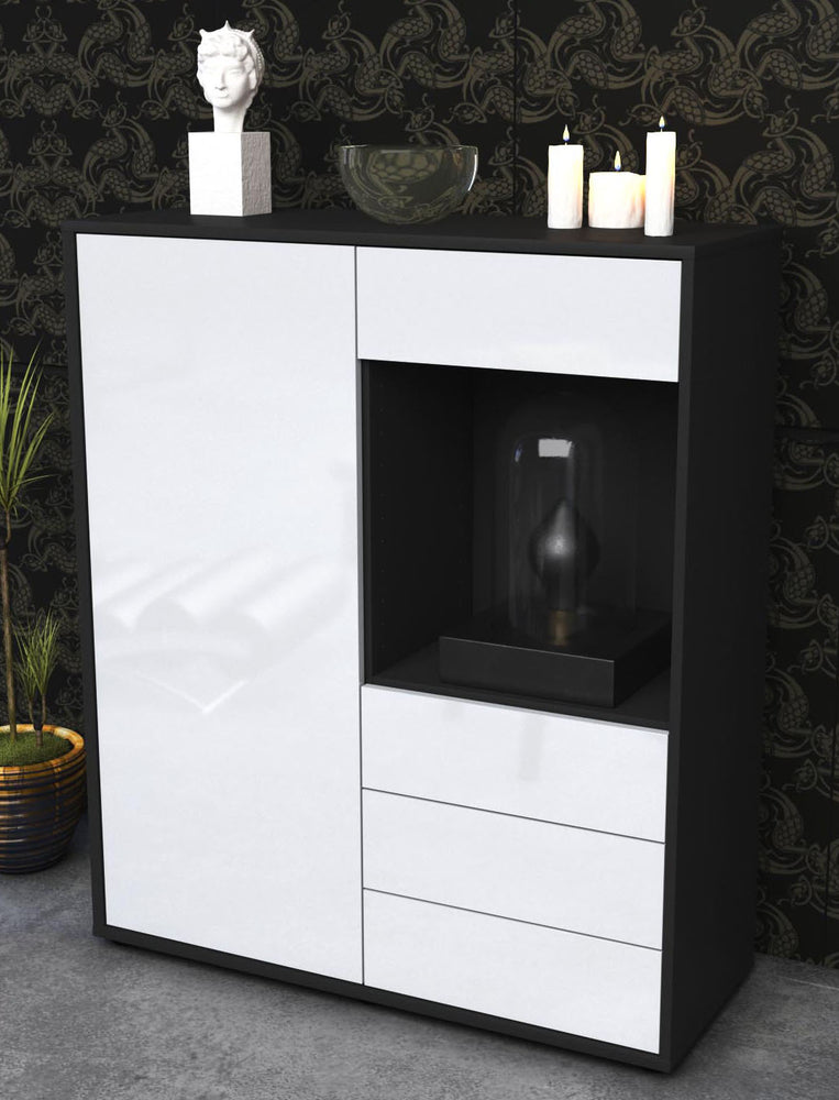 Highboard Lorella, Weiß Seite (92x108x35cm) - Dekati GmbH