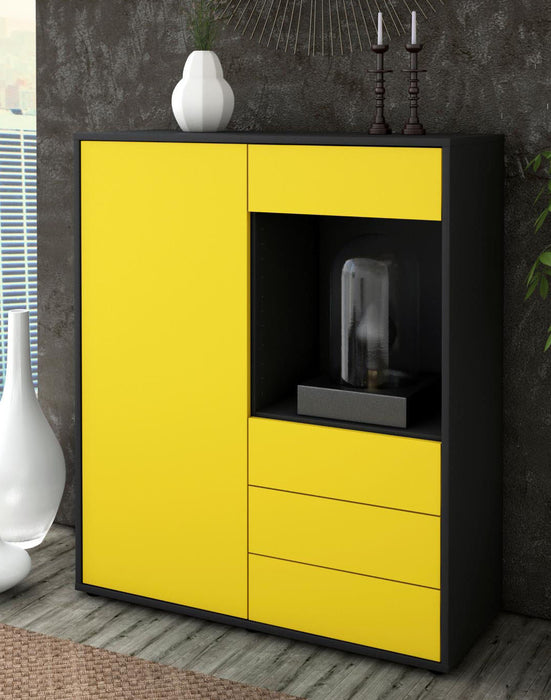 Highboard Lorella, Gelb Seite (92x108x35cm) - Dekati GmbH