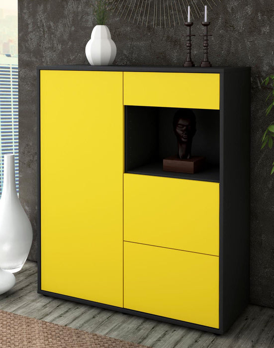 Highboard Lucia, Gelb Seite (92x108x35cm) - Dekati GmbH