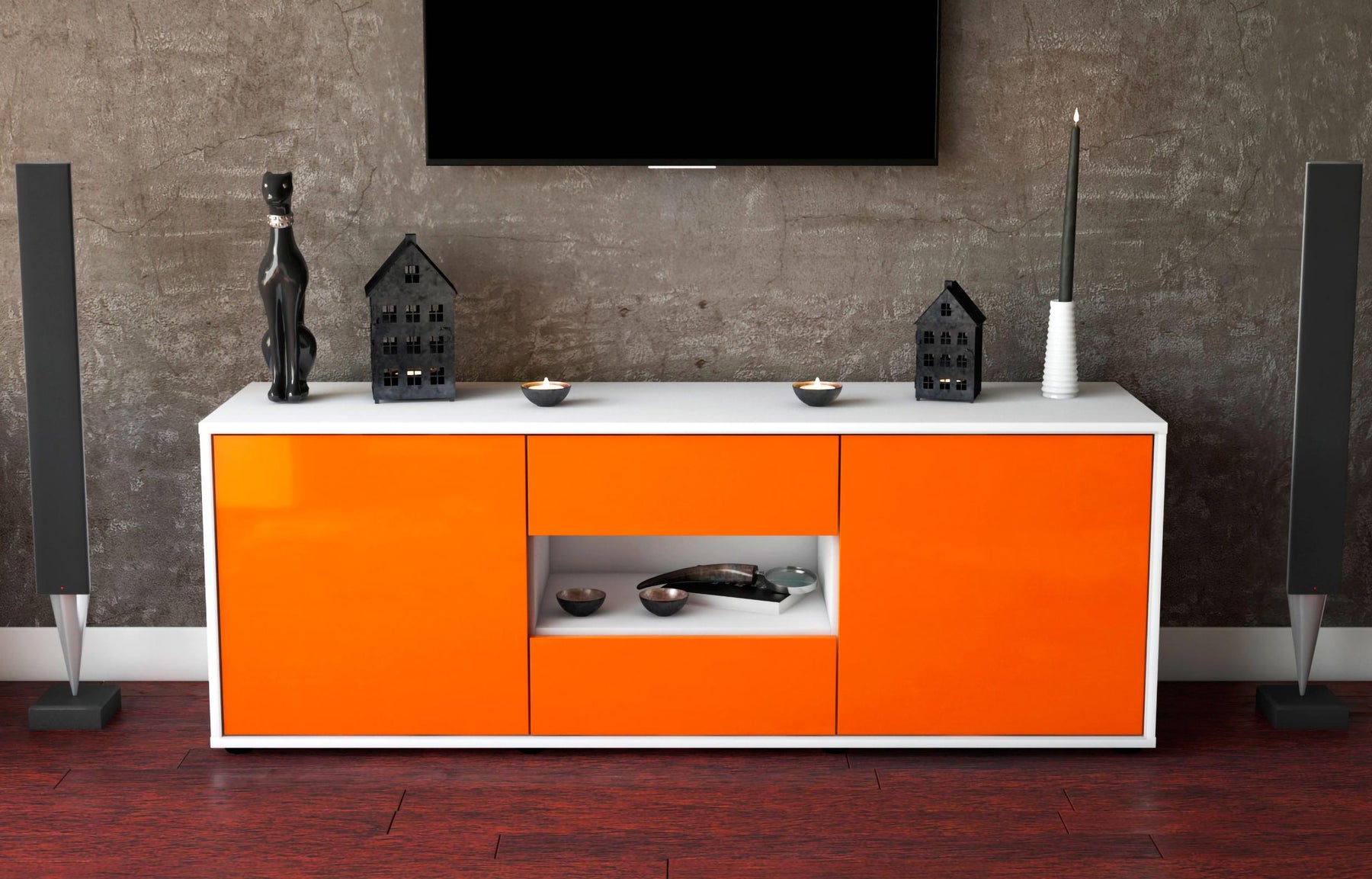 Lowboard Antonella, Orange (136x49x35cm)