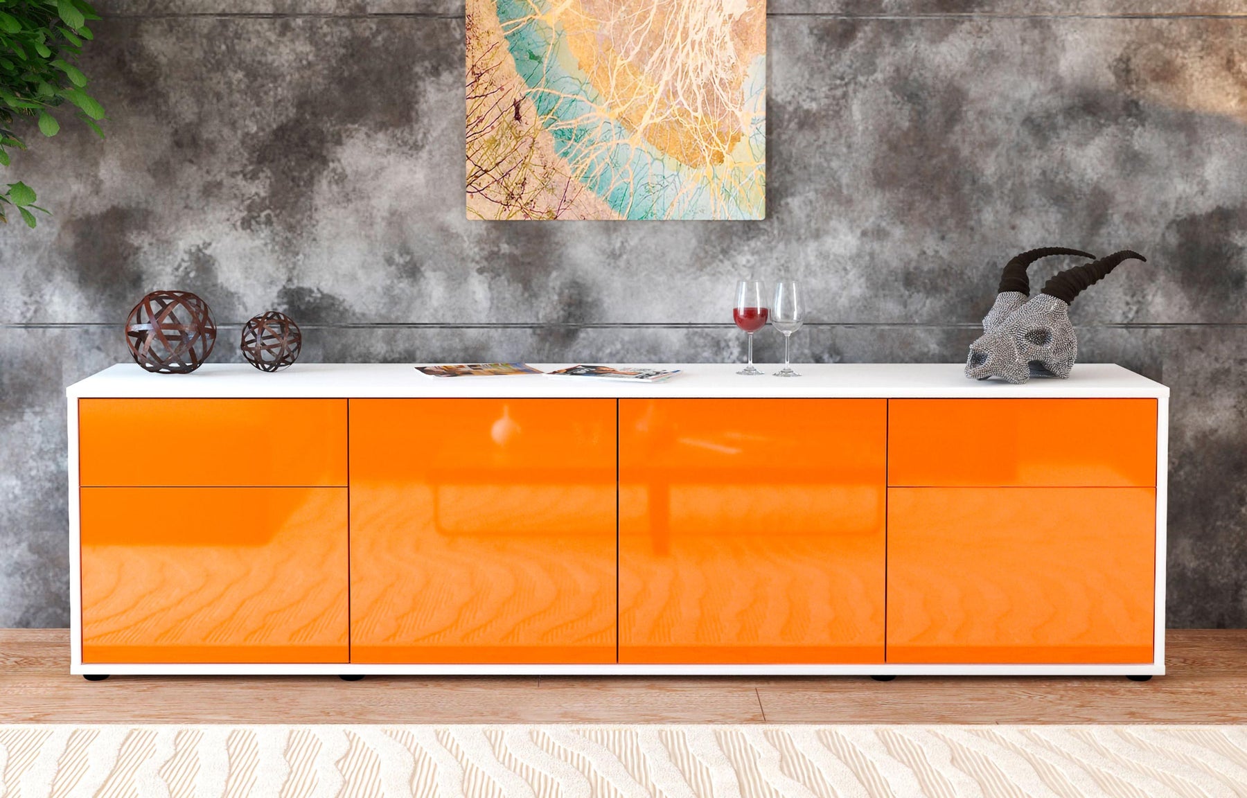 Lowboard Benedetta, Orange (180x49x35cm)