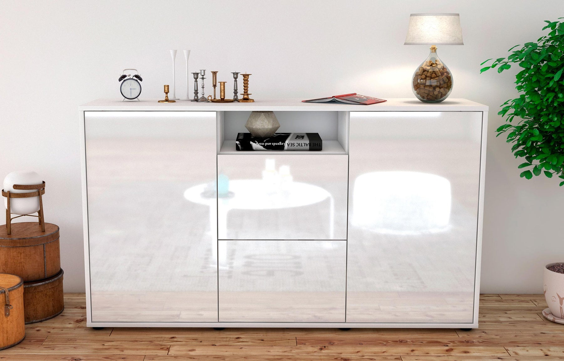 Sideboard Dimphi, Weiß (136x79x35cm)