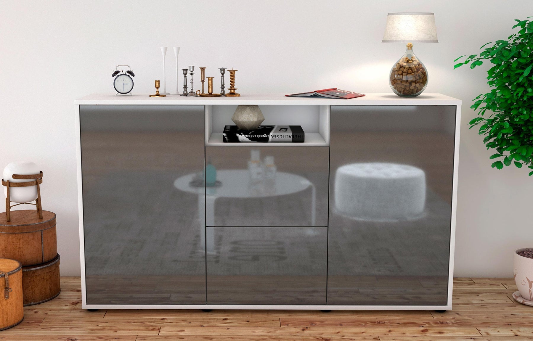 Sideboard Dimphi, Grau (136x79x35cm)