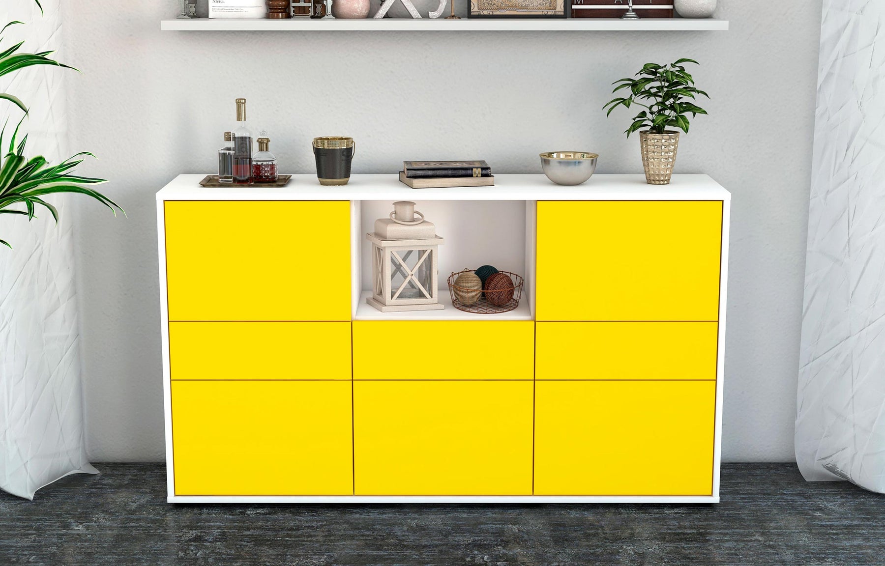 Sideboard Dominika, Gelb (136x79x35cm)