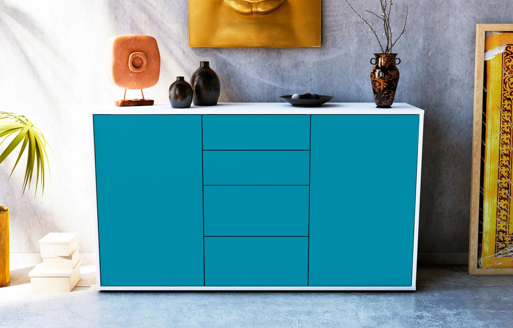 Sideboard Donna, Türkis (136x79x35cm)