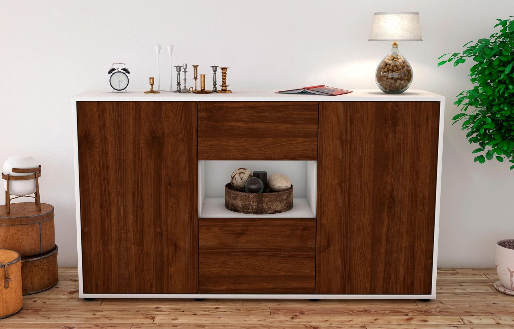 Sideboard Doriana, Walnuss (136x79x35cm)