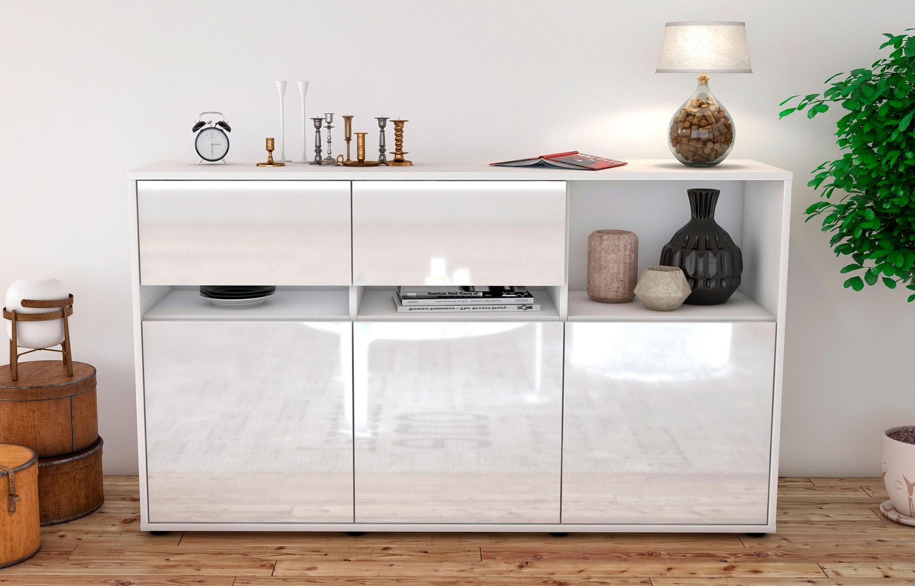 Sideboard Dorotea, Weiß (136x79x35cm)