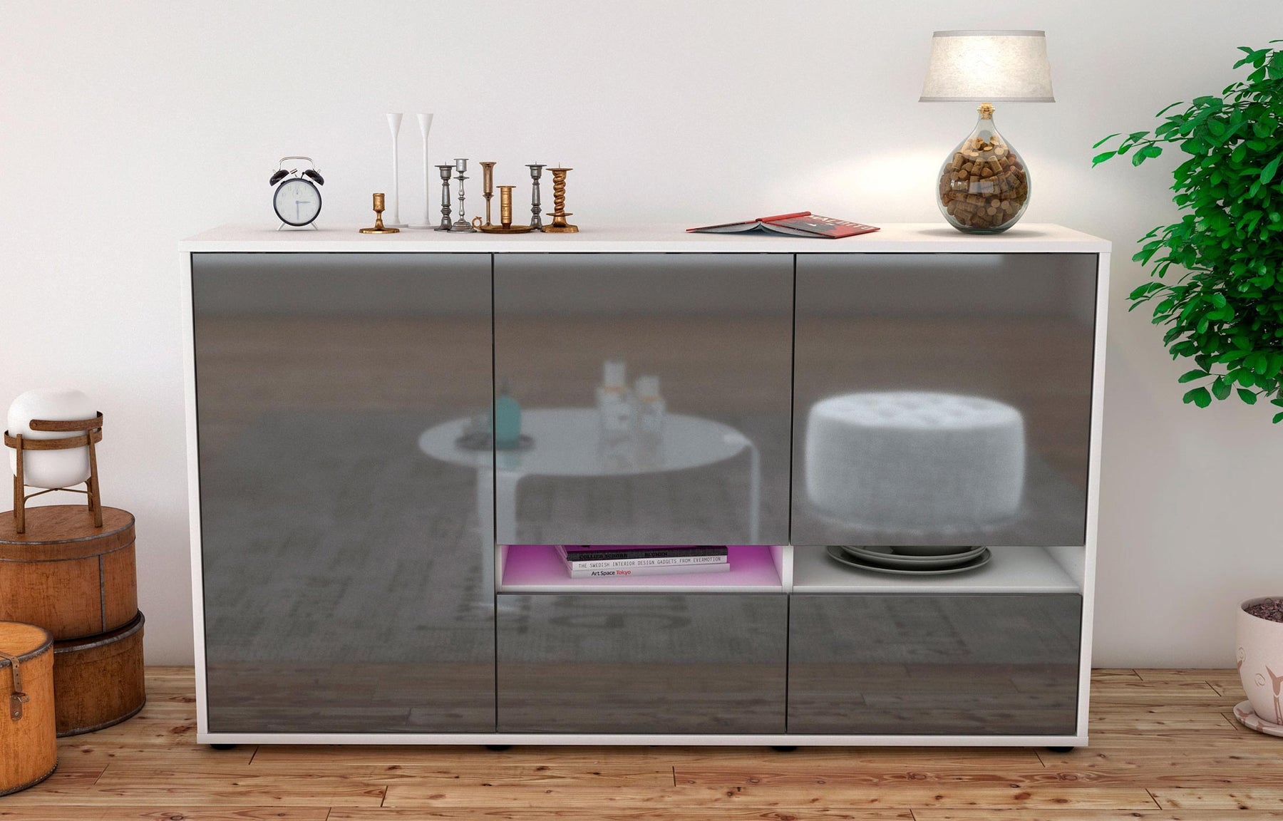 Sideboard Ebe, Grau (136x79x35cm)