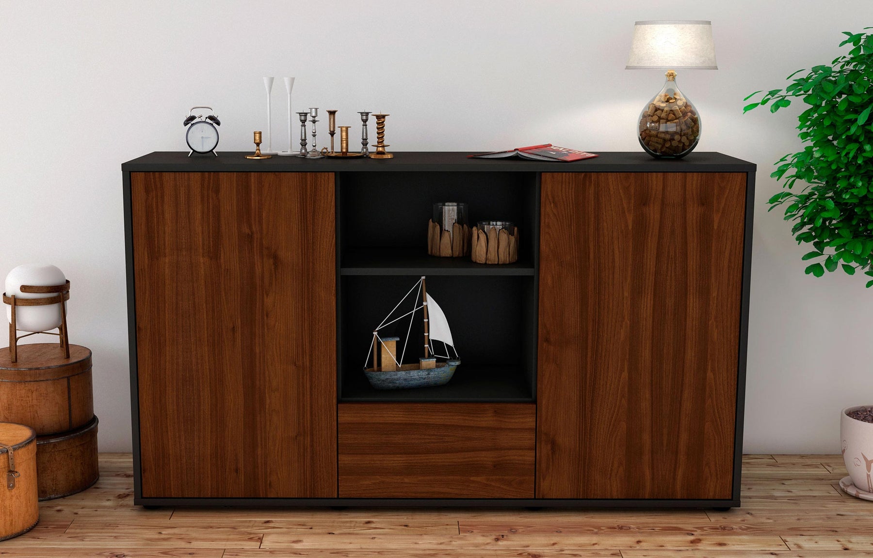 Sideboard Desideria, Walnuss (136x79x35cm)