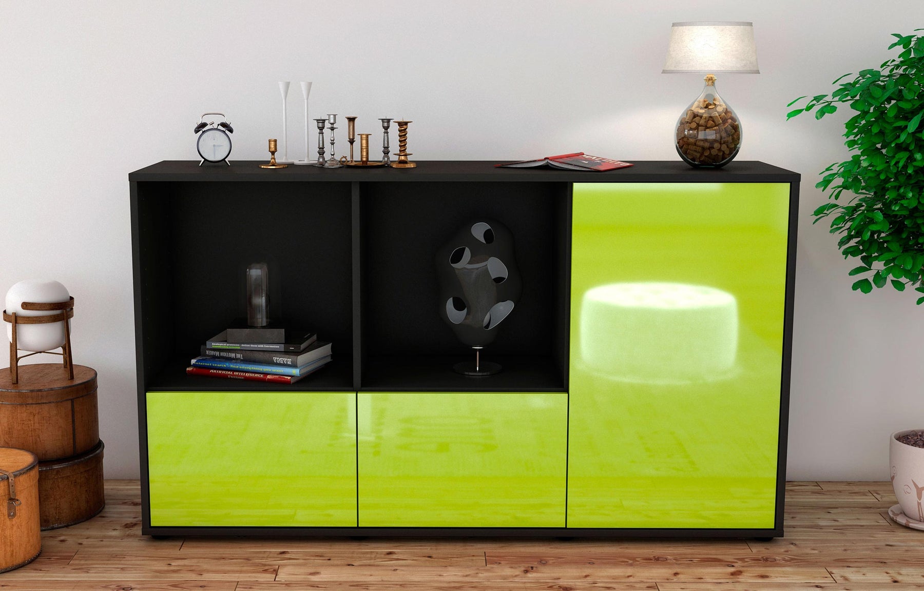 Sideboard Dolcia, Grün (136x79x35cm)