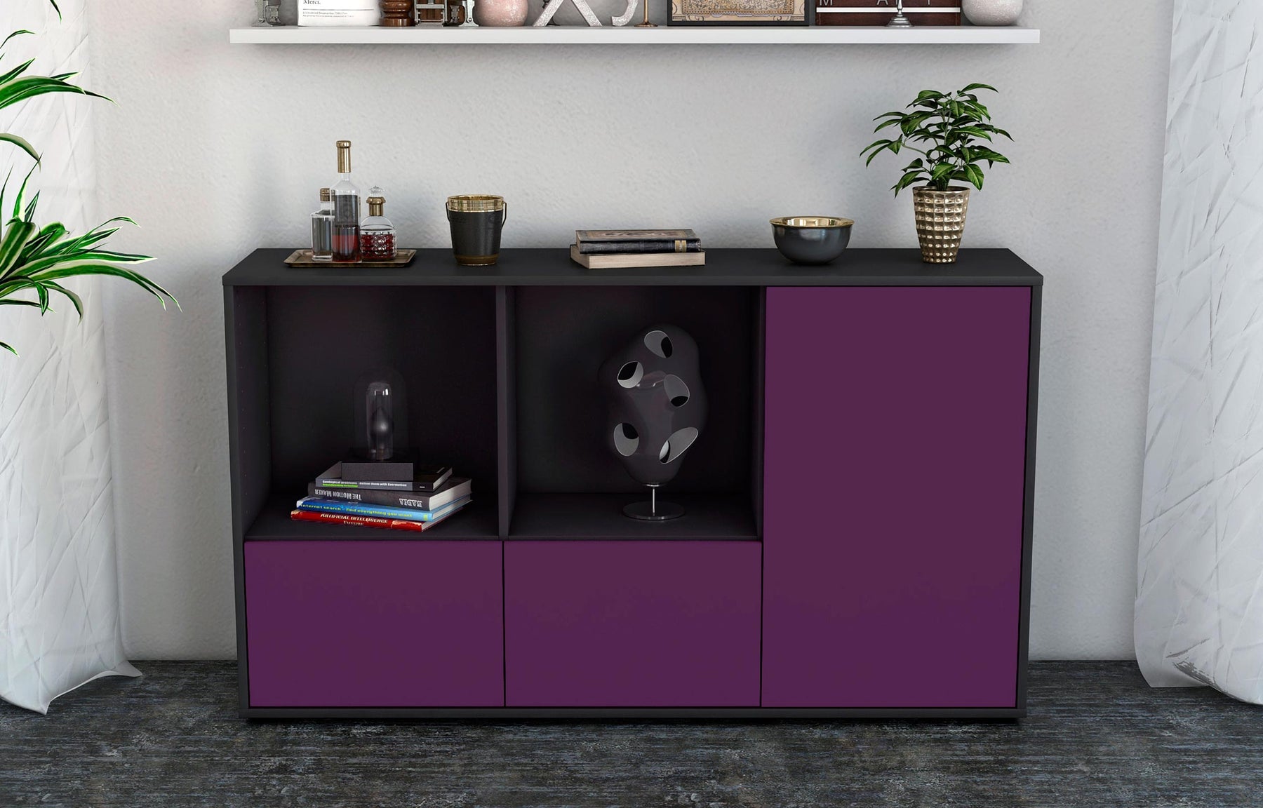 Sideboard Dolcia, Lila (136x79x35cm)