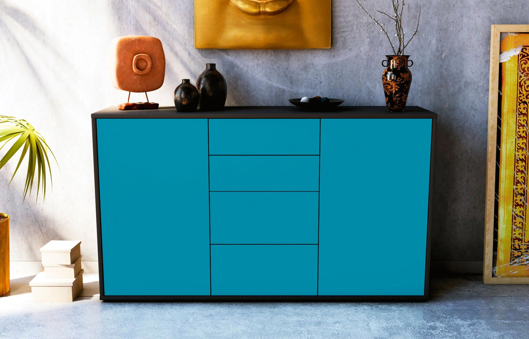 Sideboard Donna, Türkis (136x79x35cm)