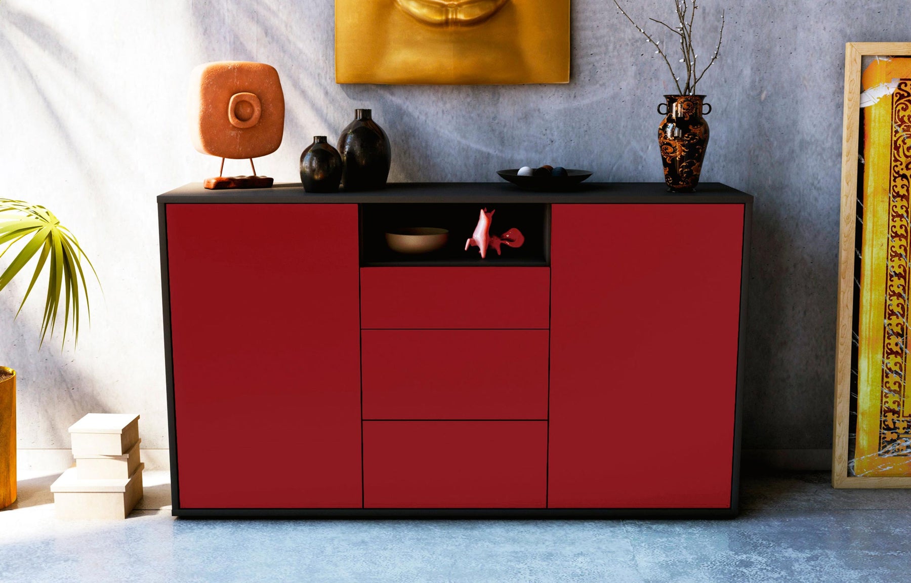 Sideboard Donnice, Bordeaux (136x79x35cm)