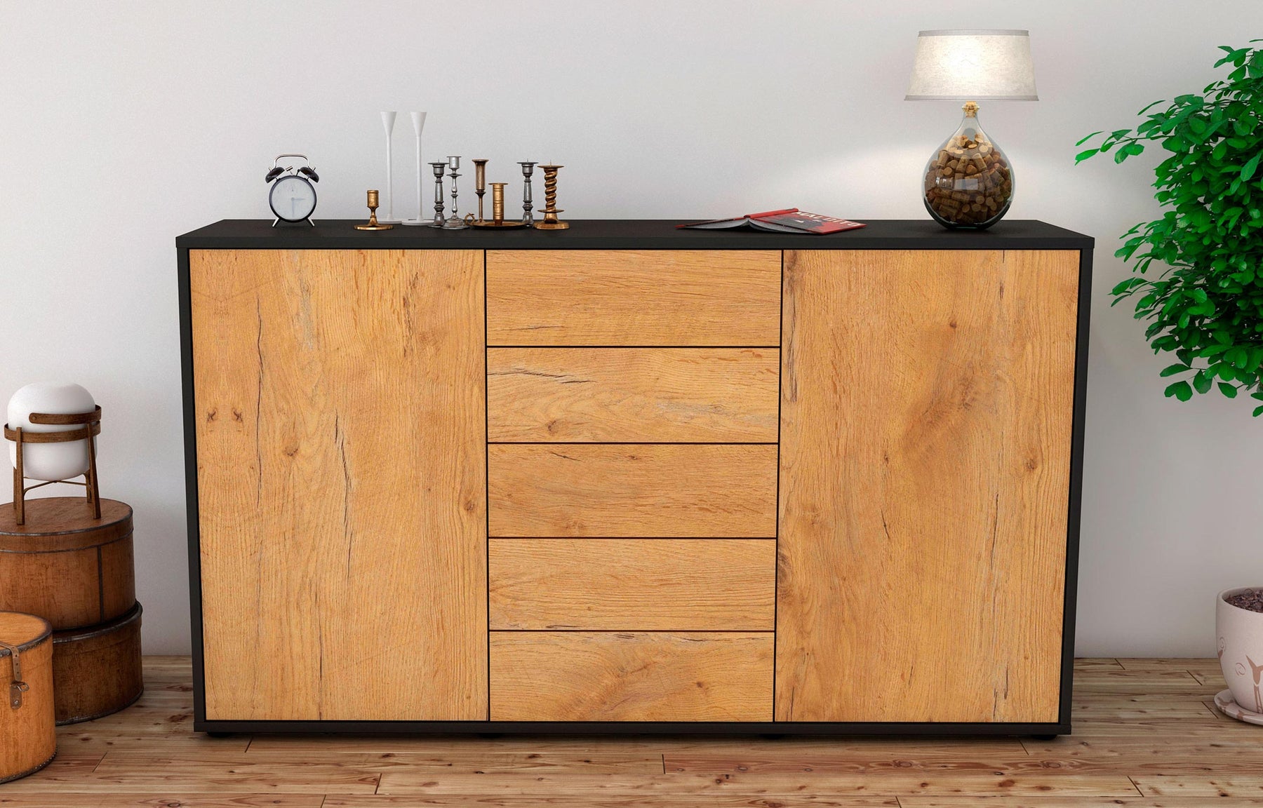 Sideboard Dorelly, Eiche (136x79x35cm)