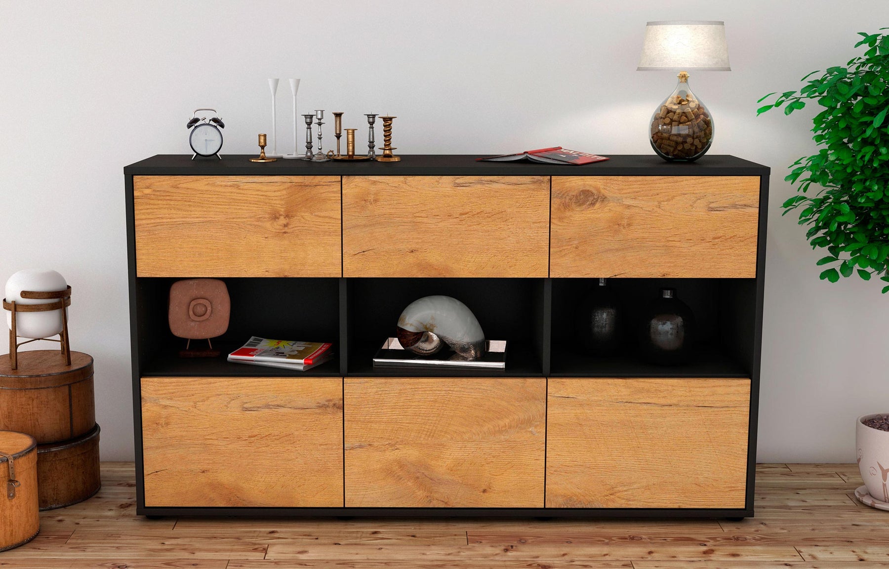 Sideboard Dorett, Eiche (136x79x35cm)