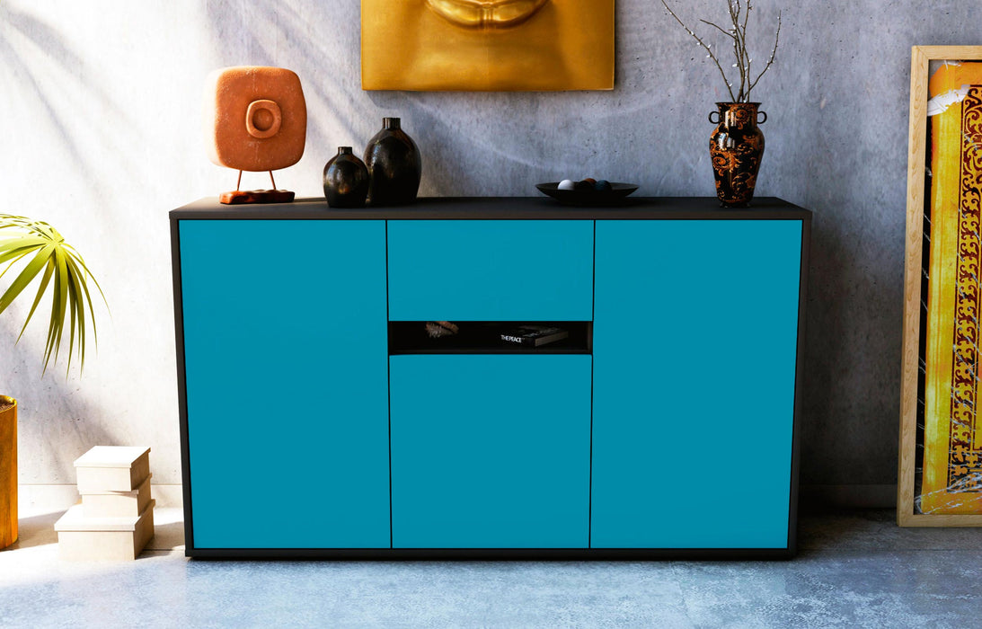 Sideboard Dorina, Türkis (136x79x35cm)