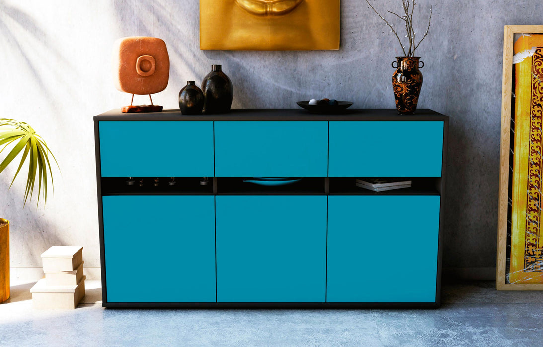 Sideboard Dorinde, Türkis (136x79x35cm)