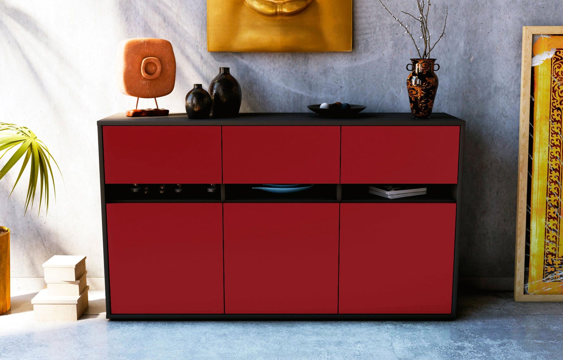 Sideboard Dorinde, Bordeaux (136x79x35cm)