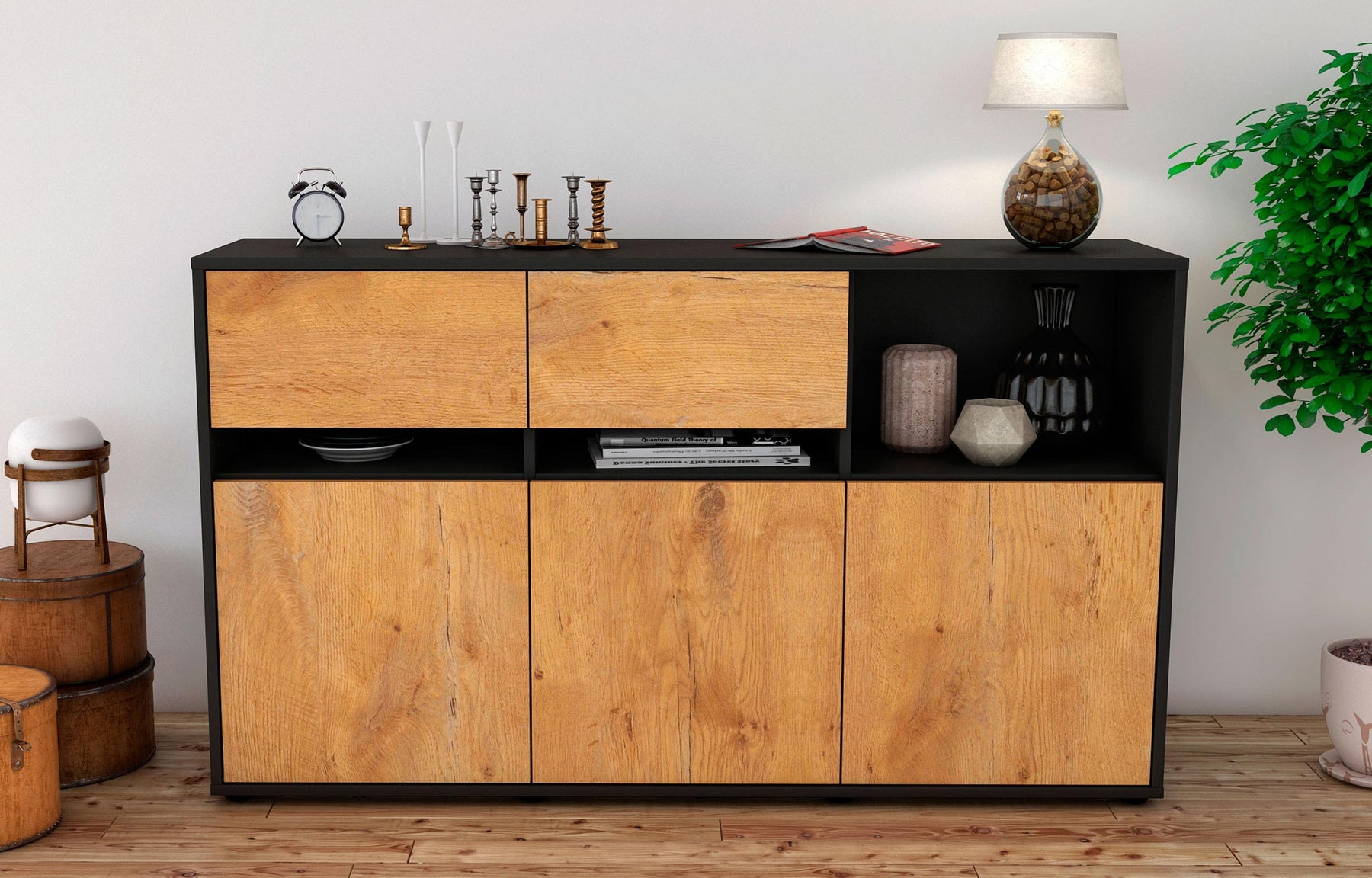 Sideboard Dorotea, Eiche (136x79x35cm)