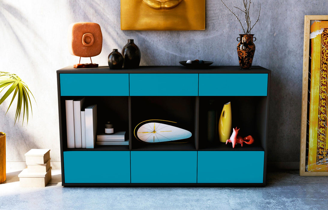 Sideboard Efisia, Türkis (136x79x35cm)